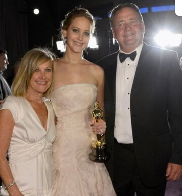 Gary Lawrence with his daughter Jennifer Lawrence and wife Karen Lawrence